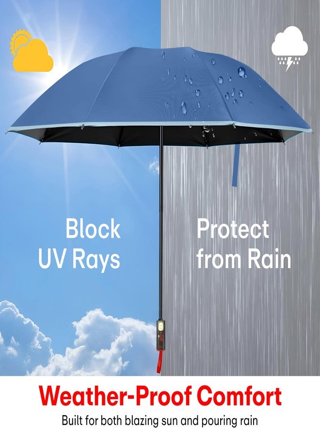 PRIME PICK مظلة برايم بيك الطبيعية، مظلة سفر أنيقة وصغيرة الحجم للشمس والمطر - خفيفة الوزن ومقاومة للرياح ومتينة، تصميم قابل للطي والفتح والإغلاق التلقائي، مناسبة للرجال والنساء، لون أزرق داكن - Image 5